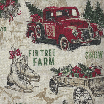 Vintage Christmas by Northcott Fabrics 23546 Color 12 Beige Multi