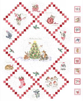 Warm Wishes Christmas Panel From Maywood Studios Fabric 28 x 42 6310 Ultra White