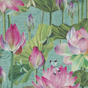 Water Lilies by Michel Design Works for Northcott Fabrics DP 2505764 Seafoam Multi