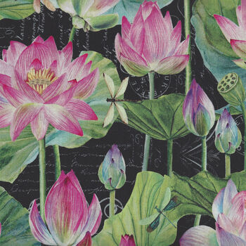 Water Lilies by Michel Design Works for Northcott Fabrics DP 2505799 Black Multi