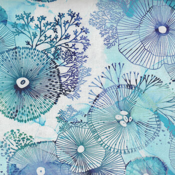 Whale Song Sea Anemones for Northcott Fabrics DP2498341 Multi Light Blues