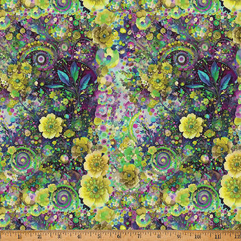 Whimsical Flower Garden By Hoffman Fabrics HW5536071 Lime