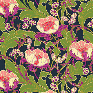 Wild Abandon By Heather Bailey for FIGO Fabrics 90891 Color 45 Navy