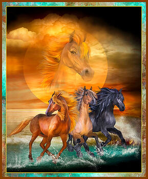 Wild Horses by QT Fabric Panel 37 x 42 Digital Horses 164929771X