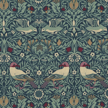 William Morris Winter Garden from VandA for Visage 293204 Bird Foliage Navy