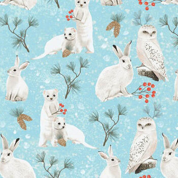 Winter Wonderland From Clothworks Fabrics Y2728103 Light Teal Woodland