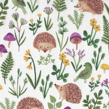 Woodland Wander By Rebecca Jones for Clothworks Fabric Y2594 White