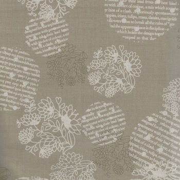 YUWA Text In Circles by Keiko Akila Japanese Cotton AK829606 Col B Taupe
