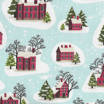 Yuletide by Tim Holtz for Free Spirit PWTH125Aqua Winter Village