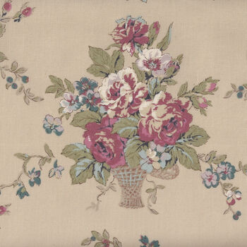 Yuwa Kono Sanae Fabric Japan Color Palette Flower Basket KS824589 Colour B Ecru