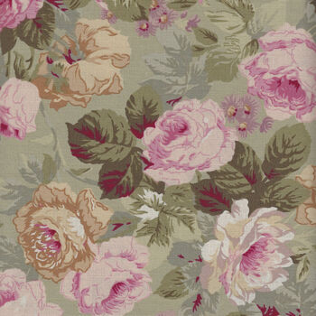 Yuwa Live Collection Made in Japan Cotton Roses Design 816680 Colour C Green