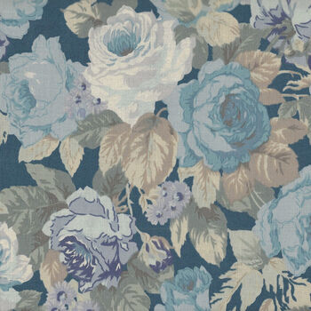 Yuwa Live Collection Made in Japan Roses Design 816680 Colour J Blue
