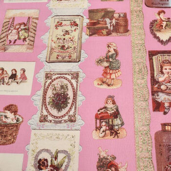 Yuwa Micci Collection Victorian Scraps Children Images on Pink MC314676 A