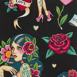 Alexander Henry Fabric Don't Gamble With Love 8781 Colour CR Black Backgroun