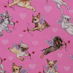 Alexander Henry Fabric "Puppy Love"  De Leon Design Group 8851 Color A Pink.