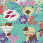 Alexander Henry Fabric Meowi  De Leon Design Group 8816B Turquoise.