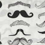 Alexander Henry "Where's My Stache" Cotton Fabric 7567 A Black/Cream