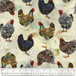 Boho Chick by Whistler Studio For Windham Fabrics 54561D-2 Rustic Chickens.