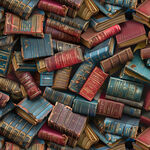 Books by Rubin Design Studio Digital Cotton Print RULBR4SK Vintage Books.