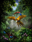 Call Of The Wild Amazon Panel 33"x 42" Hoffman Spectrum Digital HR4687 246 Macaw
