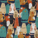 Cats By Sevenberry Fabrics 850303 Col.4. Multi Cats On Black.