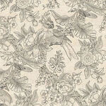 Chinoiserie Linen Base Cloth 137cm Width DV3484 Charcoal on Off White.