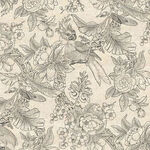 Chinoiserie Linen Base Cloth 137cm Width DV3484 Charcoal on Off White.