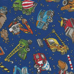 Construction Trucks by Nutex Fabric Cotton 87740 colour 10 Navy.