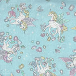 Cosmo Textiles Unicorns On Soft Blue/Aqua AP75409 Col C