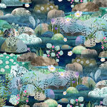 Daydreams by Kendra Binney for Clothworks 2465 Y3446-93 Light Navy.