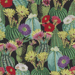 Desert Bloom For Blank Fabric BQ2844 066 Green. Blooming Cacti.