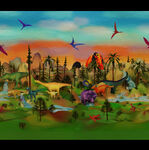 Dino-Mite From Hoffman Fabrics Digital HS4763 513 Volcano Running Yardage.