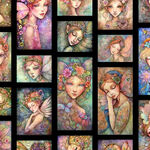 Enchanted Black Fairy Portrait Patches by QT Fabrics 30760-J.