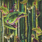 Fabulous Froggy by De Gillett Cox for KK Fabrics 4065F Frog Folk Green.