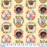 Floral Pets by Mia Charro for Free Spirit PWMC052.XYellow Puppy Wreaths.