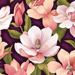 Flower Festival By Benartex Studio Aubergine Style 3017-88 Magnolia.