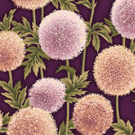 Flower Festival By Benartex Studio Globe Thistle Allium Style 3018-88 Aubergine.