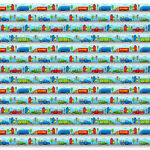 Go Go For Henry Glass and Co Fabrics Border Print 1135 Color 11 Trucks