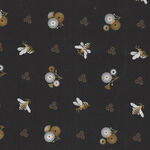 Honey Bloom By Figo Fabric 90467 Color 99 Black. Pattern Bees.