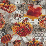 Honeycomb Harmony by Milvale Designs 4086C Bumblebees Grey.
