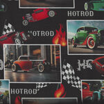 Hot Rods Collage by Milvale Studio for KK Fabrics 4099E.