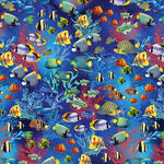Jewel Of The Sea Multi Oceana 108" Wide Quilt Backings Style 12531W Fish.