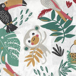 Jungle Animals By Domotex Cotton Fabric Design Payadi Colour 1B White  60"Wide