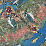 Kingfisher Camp By River by Nambooka for M&S Textiles Ecru Australian