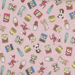 Kokka 100% Cotton Fabric Made In Japan Cutie YKA-89110 1 B11 Pink.