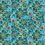 L'Heure Bleue by Este MacLeod For Free Spirit PWSE030 Fleur. Turquoise.