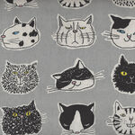Miyako Kawaguchi Fabric By Kei Fabric Japan MY060C Colour C Grey Cats.