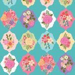 Poppie Cotton Calico Cowgirls by Lori Woods CW24804 Wallpaper Rose Teal.