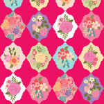 Poppie Cotton Calico Cowgirls by Lori Woods CW24805 Wallpaper Rose Dark Pink.