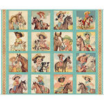 QT Fabric Hey Cowgirl Digital Panel 2600-30365-Q Vintage 44" x 42".